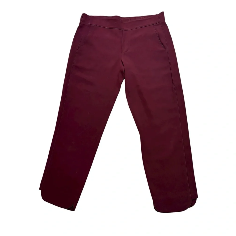 Ladies Club Monaco Brand Burgundy‎ Rounded Hem Trouser Pants Size 2 Cropped